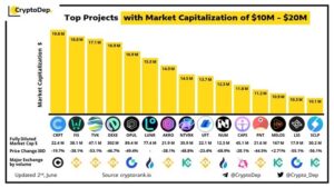 Top 3 Projects With Market Capitalization of $10M – $20M: CRPT, FIS and TVK