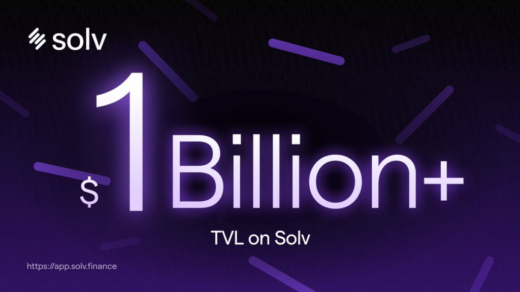 Solv Protocol Surpasses $1 Billion TVL, Ranks 32nd in DeFi