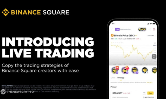 Binance Launches Live Trading on Binance Square, Merging Livestreams with Real-Time Crypto Trades