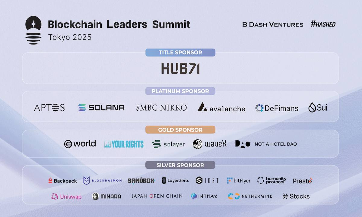 Blockchain Leaders Summit Tokyo 2025 Sponsors and Speakers Unveiled by B Dash Ventures and Hashed