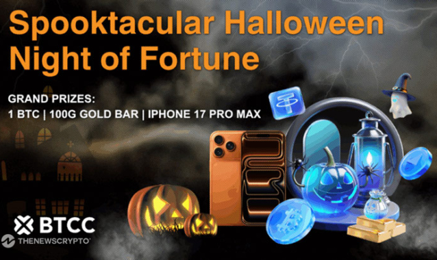 BTCC Launches Halloween Campaign Offering 1 BTC, 100g Gold Bars and Iphone 17 Pro Max Prizes