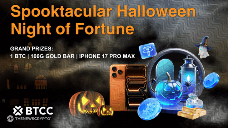 BTCC Launches Halloween Campaign Offering 1 BTC, 100g Gold Bars and Iphone 17 Pro Max Prizes