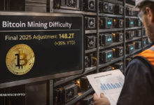 Bitcoin Mining Difficulty Ends 2025 at 148.2 Trillion