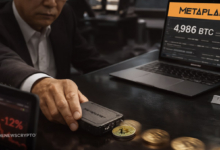 Metaplanet Moves 4,986 BTC to New Wallets; Stock Drops 12%