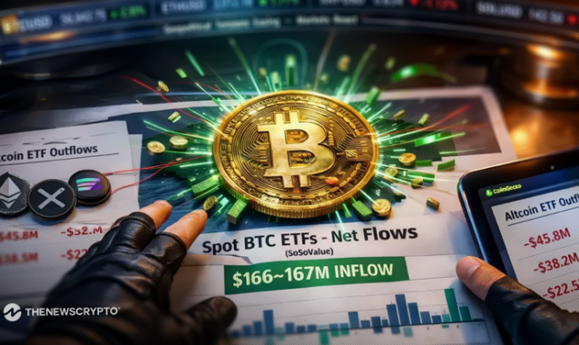 U.S. Spot Bitcoin ETFs Gain $167M as Ethereum, XRP, and Solana ETFs See Third Day of Outflows