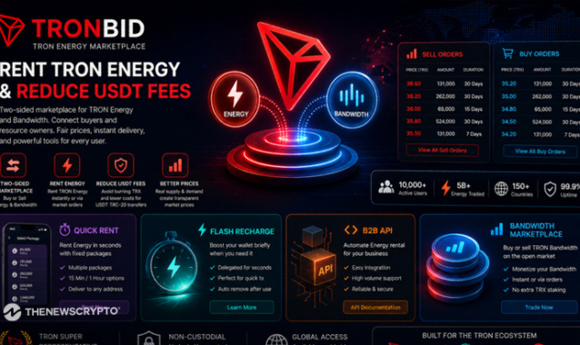 Rent TRON Energy and Reduce USDT Fees : TronBid Expands Marketplace