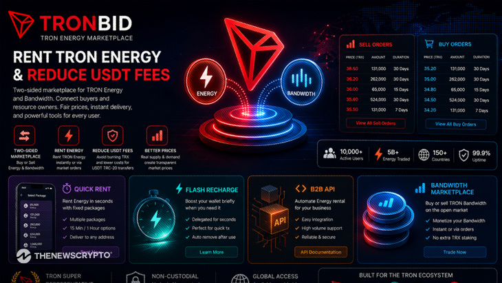 Rent TRON Energy and Reduce USDT Fees : TronBid Expands Marketplace